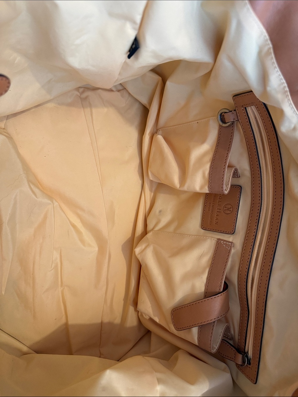 Cole Haan Sierra Embroidered Canvas Shoulder Bag in Cream, Blue & Yellow - Picture 3 of 4